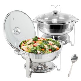VEVOR Chafing Dish Buffet Set, 4 Qt 2 Pack, Stainless Steel Chafer with 2 Full Size Pans