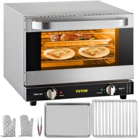 VEVOR Commercial Convection Oven, 21L/19Qt, Quarter-Size Conventional Oven Countertop, 1440W 3-Tier Toaster with Front Glass Door