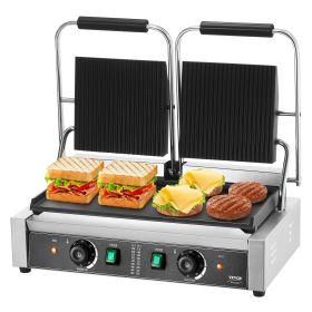 VEVOR Commercial Panini Grill, 3600W Electric Sandwich Panini Maker, Stainless Steel Double Sandwich Press Grill